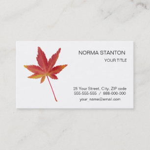 Herbstblatt Roter Single Visitenkarte