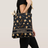 Herbstblatt Schwarzes Muster Tote Tasche (Von Nahem)