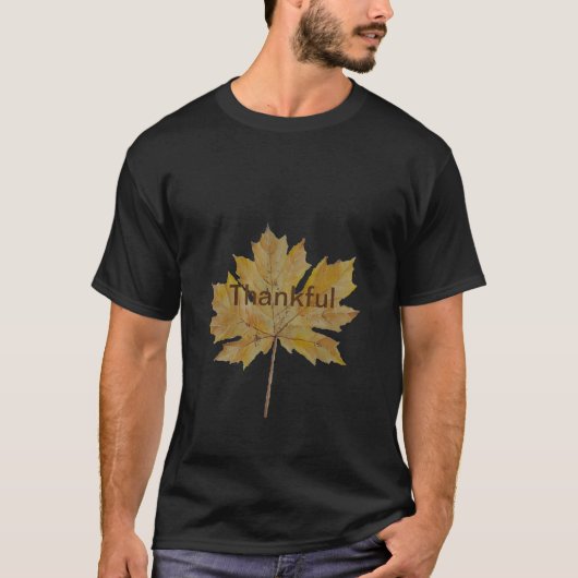 Herbstblatt Sprichwort dankbar Herbstfarben T-Shirt (Vorderseite)