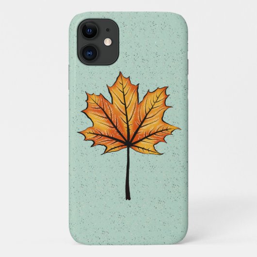 Herbstblatt über Blaues Dekor Botanische Kunst Case-Mate iPhone Hülle (Rückseite)