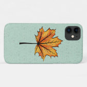 Herbstblatt über Blaues Dekor Botanische Kunst Case-Mate iPhone Hülle (Rückseite (Horizontal))