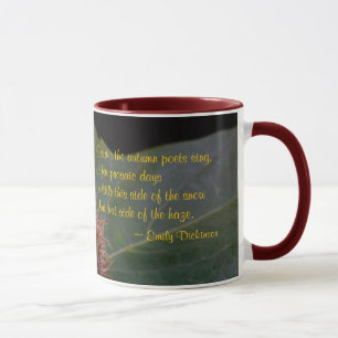 Herbstblatt und Nuss mit Dicknson-Gedicht Keramik- Tasse