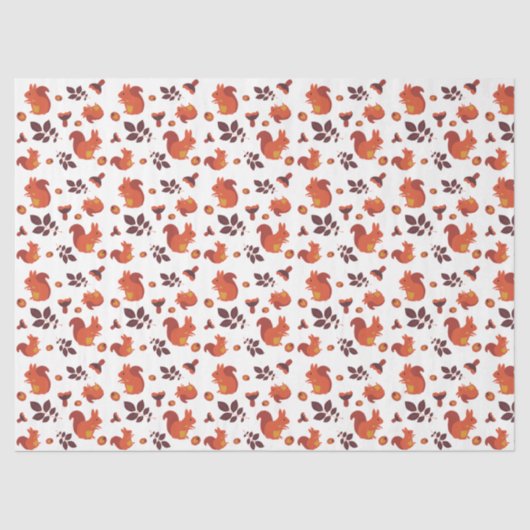 Herbstblätter, Acorn- und Eichhörnchenmuster Seidenpapier (Vorderseite)