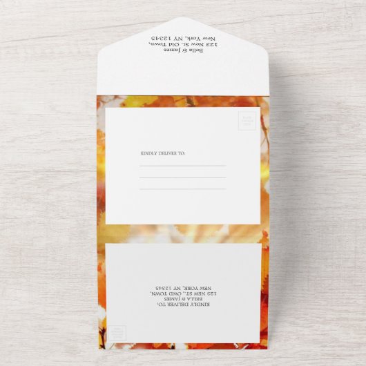 Herbstblätter Alles in einer Hochzeitseinladung All In One Einladung (Außenbereich)