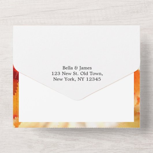 Herbstblätter Alles in einer Hochzeitseinladung All In One Einladung (Rückseite)