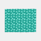 Herbstblätter - Aqua und Türkis Fleecedecke (Vorderseite (Horizontal))
