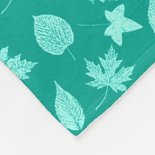 Herbstblätter - Aqua und Türkis Fleecedecke (Ecke)