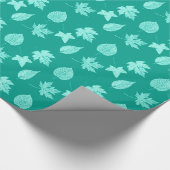 Herbstblätter - Aqua und Türkis Geschenkpapier (Ecke)