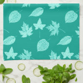 Herbstblätter - Aqua und Türkis Handtuch (Gefaltet)