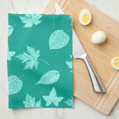 Herbstblätter - Aqua und Türkis Handtuch (Viertel Falte)