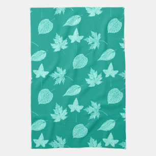 Herbstblätter - Aqua und Türkis Handtuch