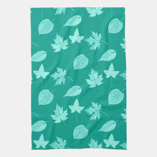 Herbstblätter - Aqua und Türkis Handtuch (Vertikal)
