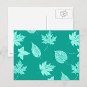 Herbstblätter - Aqua und Türkis Postkarte (Vorne/Hinten)