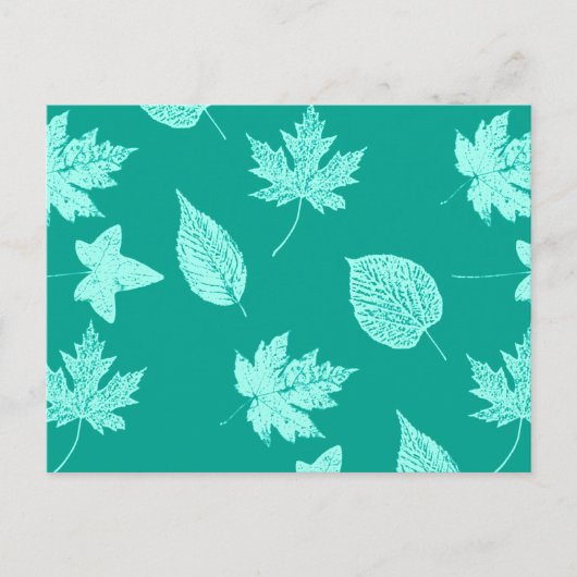 Herbstblätter - Aqua und Türkis Postkarte (Vorderseite)