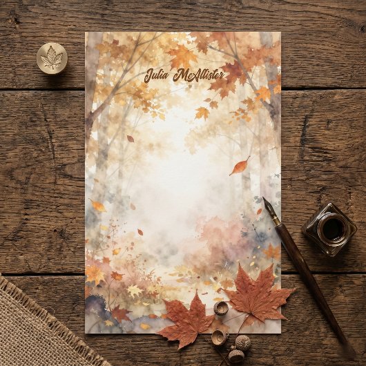 Herbstblätter Aquarell Wald Herbstwald Briefpapier