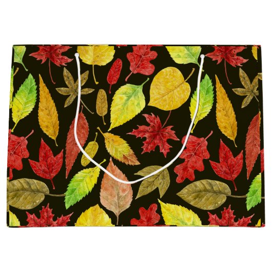 Herbstblätter, Aquarellfarbe Große Geschenktüte (Vorderseite)