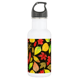 Herbstblätter, Aquarellfarbe Trinkflasche