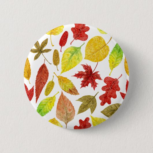 Herbstblätter, Aquarellfarbe weiß Button (Vorderseite)