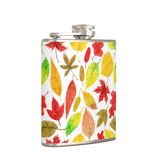 Herbstblätter, Aquarellfarbe weiß Flachmann (Rechts)