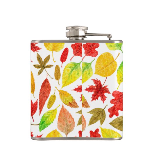 Herbstblätter, Aquarellfarbe weiß Flachmann (Rückseite)