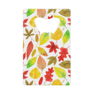 Herbstblätter, Aquarellfarbe weiß Geldbeutel Flaschenöffner