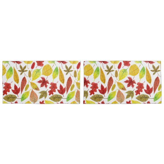 Herbstblätter, Aquarellfarbe weiß Kissenbezug (Vorderseite-Set)