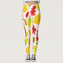 Herbstblätter, Aquarellfarbe weiß Leggings