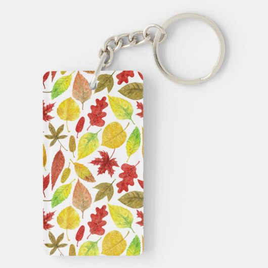 Herbstblätter, Aquarellfarbe weiß Schlüsselanhänger (Rückseite)