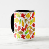 Herbstblätter, Aquarellfarbe weiß Tasse (Vorderseite Links)