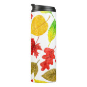 Herbstblätter, Aquarellfarbe weiß Thermosbecher (Nach rechts gedreht)