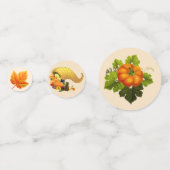 Herbstblätter auf beige Erntedank Table Confetti Konfetti (Vorderseiten)