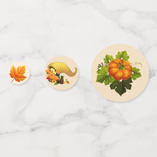 Herbstblätter auf beige Erntedank Table Confetti Konfetti (Vorderseiten)