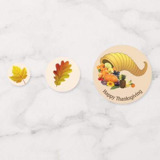 Herbstblätter auf beige Erntedank Table Confetti Konfetti (Rückseiten)