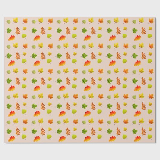 Herbstblätter auf Beige Geschenkpapier (Flach)