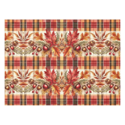 Herbstblätter auf Karierter Saison Tischdecke (Vorderseite (Horizontal))