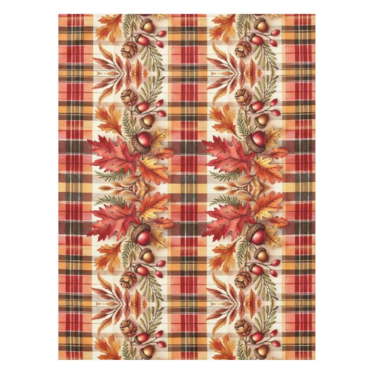 Herbstblätter auf Karierter Saison Tischdecke (Vorderseite)