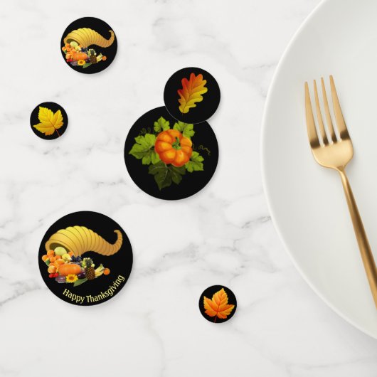 Herbstblätter auf schwarzen Erntedank Table Confet Konfetti (Gruppe)