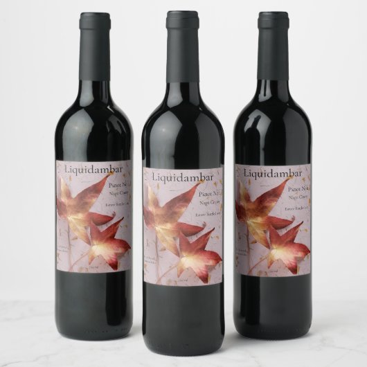 Herbstblätter auf texturiertem Papier Weinetikett (Flaschen)