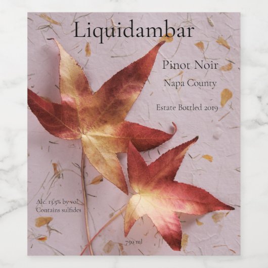 Herbstblätter auf texturiertem Papier Weinetikett (Einzelnes Label)