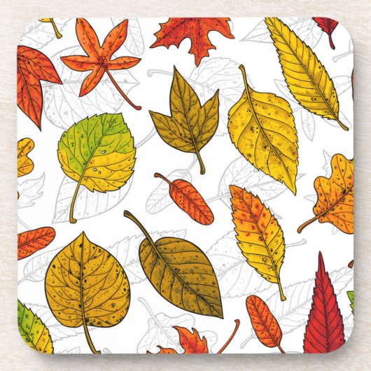 Herbstblätter auf weiß getränkeuntersetzer (Vorderseite)