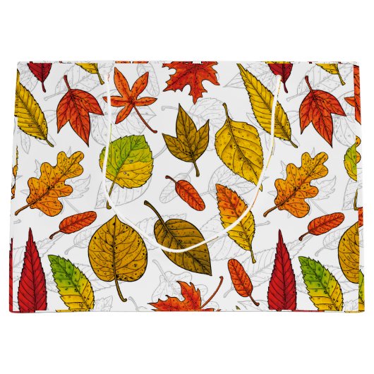 Herbstblätter auf weiß große geschenktüte (Vorderseite)