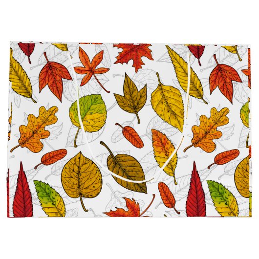 Herbstblätter auf weiß große geschenktüte (Rückseite)