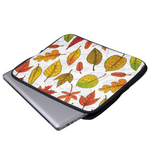 Herbstblätter auf weiß laptopschutzhülle (Vorne Knopf)