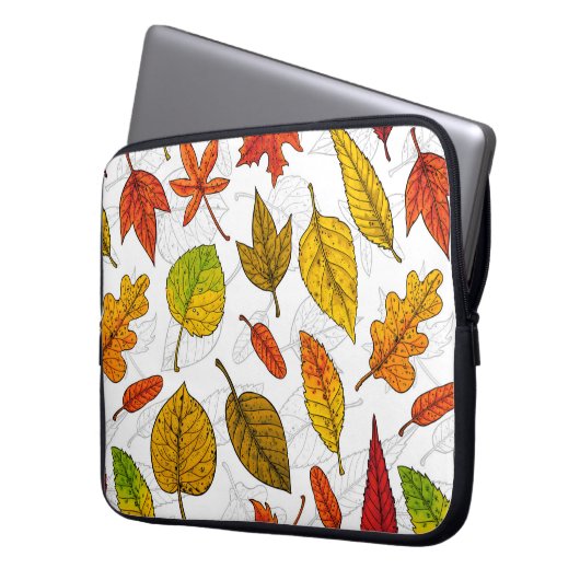Herbstblätter auf weiß laptopschutzhülle (Vorderseite Links)