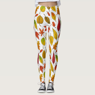 Herbstblätter auf weiß leggings