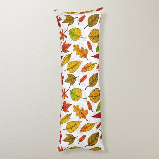 Herbstblätter auf weiß seitenschläferkissen (Rückseite (Vertikal))