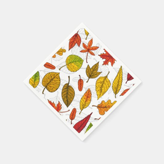 Herbstblätter auf weiß serviette (Ecke)