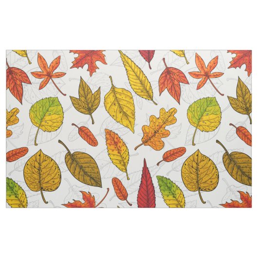 Herbstblätter auf weiß stoff (Fat Quarter (45,7 x 55,9 cm))