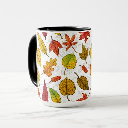 Herbstblätter auf weiß tasse (Vorderseite Links)