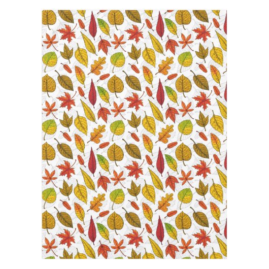 Herbstblätter auf weiß tischdecke (Vorderseite)